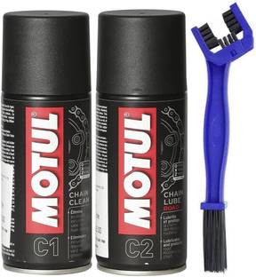 MOTUL Chain Cleaner C1 (150 ml) & Chain Lube Road C2 (150 ml) | Chain Cleaning Brush | Motul C1 C2 Combo | Chain Oil