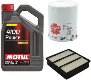 MOTUL 4100 5W30 Engine Oil, Air & Oil filters Combo For LANCHER PETROL Synthetic Blend Engine Oil