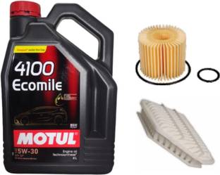 MOTUL 4100 ecomile 5W-30, Oil & Air Filter Combo for TOYOTO COROLLA ALTIS (DIESEL) - Synthetic Blend Engine Oil