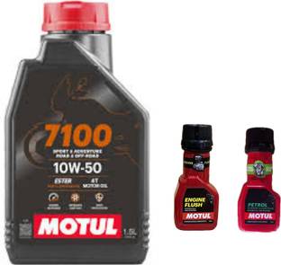 MOTUL 7100 4T 10W-50(1.5liter)+Engine flush(50ml)+Petrol system clean(50ml)combo Synthetic Blend Engine Oil