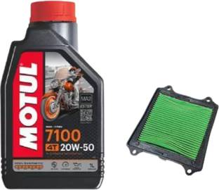 MOTUL 7100 4T 20W50 & Air Filter For Pulsar 200 Combo Synthetic Blend Engine Oil