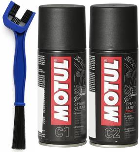 MOTUL Chain Cleaner C1 (150 ml) & Chain Lube Road C2 (150 ml) Chain Cleaner Brush | Chain Oil