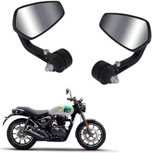 Grandbiker Manual Rear View Mirror, Driver Side, Dual Mirror For Royal Enfield Universal For Bike