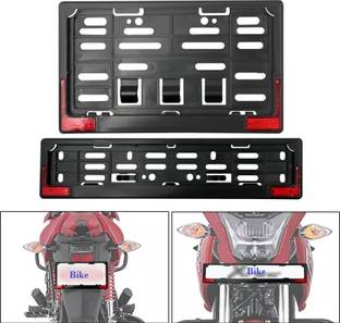 spaziogold Bike Number Plate Frame With Reflector (Standard Size for All Bikes)- Set of Two Bike Number Plate