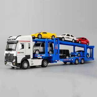DARVICE Carrier Transporter Truck Car Truck Toy with Sounds Lights Pull Back Trailer