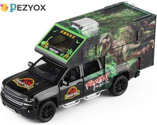 PEZYOX 1:32 scale Jurassic Dinosaurs World metal pull back with sound & light for kids