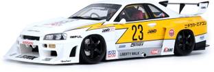 Just craft 1/24 Nissan GTR R34 Skyline LBWK Diecast Metal Racing Model Car with Sound Light
