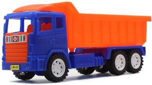 neoinsta shopping Small size friction powered plastic JCB dumper truck blue orange