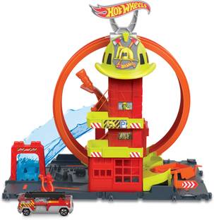 HOT WHEELS City Super Loop Fire Station Playset, Track Set