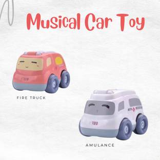 CountryLink Mini Fire & Ambulance Car Press Go & Race Pull Back Car Toy with Light & Music