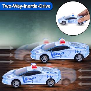 Aganta Police Car with Lights Push & Go Powered Music and Siren Sound Car Toy pack of 2