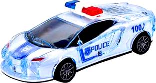 ANANYA SHOP Police Car with Lights Friction Music and Siren Sound Police 3D Car Super Speed Colorful Dazzling Light and Music (Blue Pack of 1)
