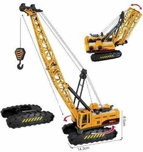 Jay Shree Gopal Heavy and High Speed Fiction Long Crane(11 inches) Alloy Die-cast Model Toy Excavator Truck Digging Cable Engineering Vehicle Tower Heavy Crane Collection Gift for Kids construction toys for boys