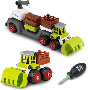 Dherik Tradworld 3-in-1 Disassembling Farm Truck with Safe Screw Driver for Kids