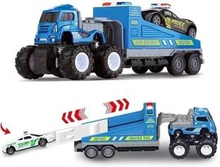 SHIPEASE Friction Power Police Car Transport Truck for Kids DieCast Rescue Truck toy Gift