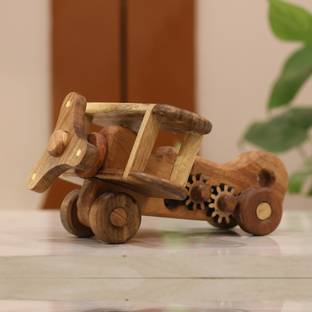 Tiptop Handcrafted Wooden Airplane Toy with Rotating Propeller , Push-Pull Design