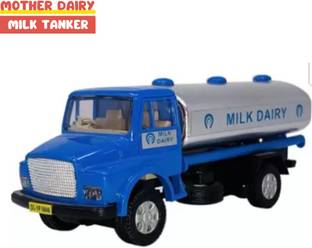 WooZee MOTHER DAIRY MILK TANKER TOY WITH SPARE WHEEL PULL BACK ACTION