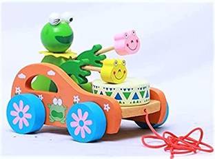 Smartcraft Wooden Frog Drum Musical Pull Along Toy