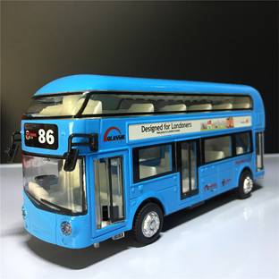 DEUSON ECOM Double Decker Bus Alloy Metal Diecast London Long Bus Light & Music Open Door