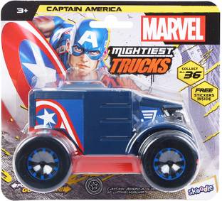 SKOODLE Marvel Pull-Back Monster Truck - Captain America Edition, Marvel Toy Bikes