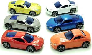 Toyco Pack of 6 Alloy Metal Pull Back Mini Race Cars Set for Kids