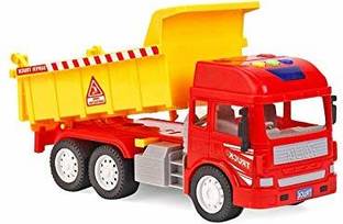 Nizomi Pull Back Vehicles Dumpher Truck, Friction Power Toy Trucks for 3+ Years Old Boys/Girls, Light & Sound Toy for Kids
