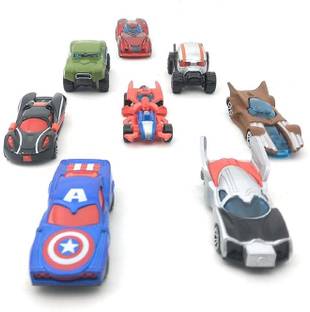 Skstore Cars Push and Go Toys Car Marvel Avengers Theme Die cast Car Set of 8 for