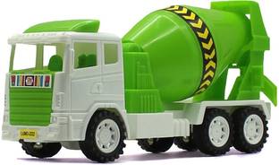 neoinsta shopping Friction Powered cement concrete mixer Plastic jcb White and Green toy for kids