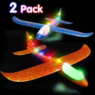 Riddhi Crafts Pack of 2 Foam Aeroplane Toy, Large Throwing Foam Plane Toy, Light Glider Plane