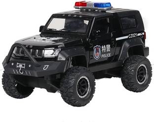 DUWOL Die Cast Metal 1:32 Jeep Police Car Open door Lights & Sound Toy For Kids Car