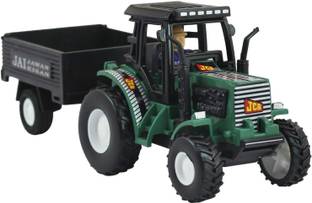 YUIOP - Tractor With Trolley - Pull Back Spring Action Tractor Toy - No Battery