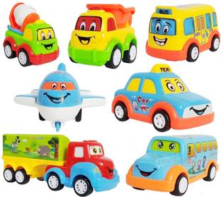 Extrawish Unbreakable Pull Back Texi Car Truck Bus Plane Toy for Boys girls Kids