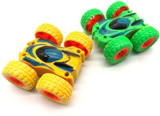 jmv ( Pack of 2) Double-Sided Mini Tumbling Toy Fun Car3D Tumbling car (Multicolor)