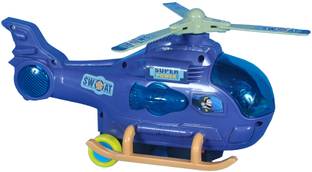 KOKEE TOYS Battery Operated Cartoon Helicopter Toy for Kids with Lights & Music