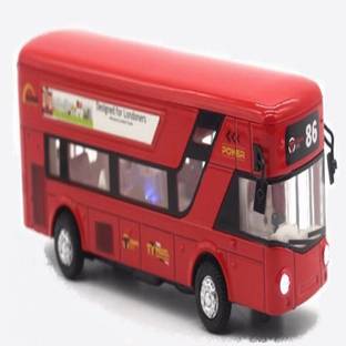 KTRS London Bus Pull Back Die Cast Vehicle with Openable Door Bus with Light Andsound