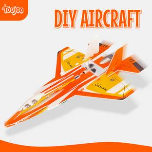 TOUJOO DIY Electric Jet Plane Toy for Kids Foam Glider with Easy Hand Launch Play