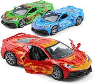 Magicwand 1:36 Scale Die-Cast Corvette C8 Fire with Openable Doors & Pull Back Action