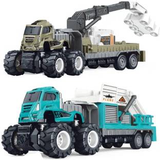deoxy pack of 2 Engineering and Airport Ladder Transport Big Truck Toys