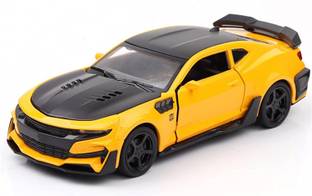 UKAXA 1:32 Die Cast Metal Mode Chevy Yellow Pull Back Car Toy with Light Sound Boy car