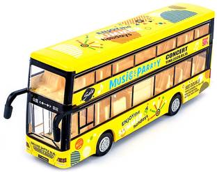 SKBD Diecast Metal Toy Bus London Bus Light Sound Pullback For Kids Double Decker Bus