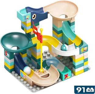ZESTHOME Marble Run Race Track Building Blocks for Kids – 91 Piece Educational Toy Set