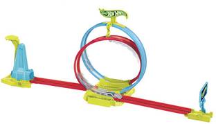 HOT WHEELS Neon Speeders Track Set, Laser Stunt Slamway with 1 toy Car