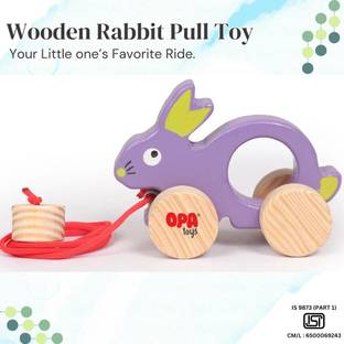opatoys Wooden Push Toy & Pull Along Toys Rabbit Toy Pack of 1