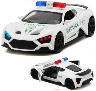 Bestie Toys Metal Die cast Police Pull Back Battery Powered with Led Headlights Police Car