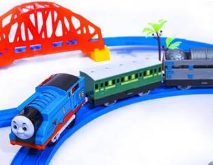 MY KAFERS Thomas Kids Train Toy Battery Operated Train Set with Light & Sound Tracks