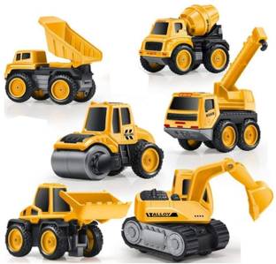 Galactic New Engineering Metal Team Car Unbreakable Engineering Automobile Construction Car Machine Toys Set for Children Kids Tractor Trolly, Trucks and JCB Machine (Set of 6), (Multicolor, Pack of: 1)