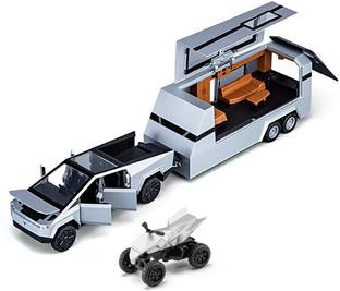 Akvanar 1:32 Scale Tesla Cybertruck Pick-Up Trailer with 6 Openable Doors Pull Back