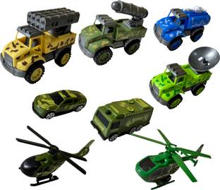 Planet of Toys Army Military Vehicle Play Toy (10 Pcs Set) Battalion Jeep, Missile Truck & More