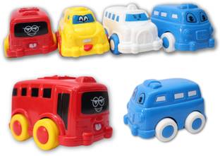 Paper Moon Friction Powered Mini Road Runner Car Truck Set of 4 - Multicolor