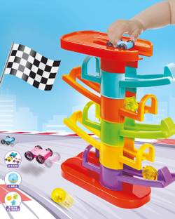 Intelliskills Zip Zap Zoom Racing Tower Track with Stack, Roll & Ramp Play for Kids|3 Toy Cars